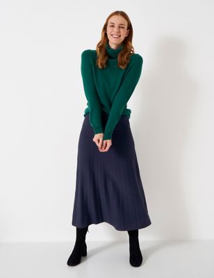 Crew Clothing Womens Knitted Pleated Midi Skirt - 6 - Navy, Navy