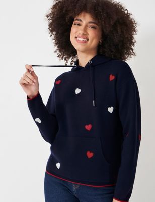 Crew Clothing Womens Embroidered Knitted Hoodie - 12 - Navy Mix, Navy Mix