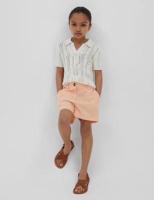 Reiss Girls Pure Linen Shorts (4-14 Yrs) - 4-5 Y - Orange, Orange,Blue