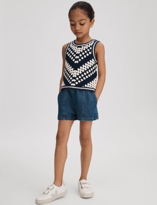 Reiss Girls Pure Cotton Knitted Vest (4-14 Yrs) - 13-14 - White, White