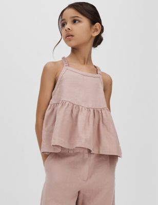 Reiss Girls Pure Linen Top (4-14 Yrs) - 8-9 Y - Pink, Pink