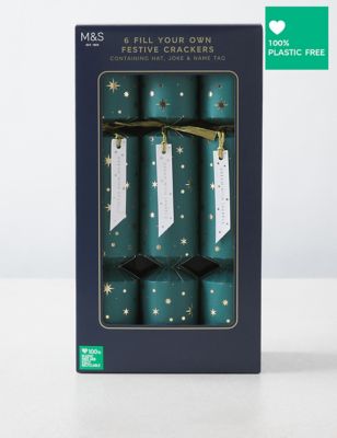 M&S Fill Your Own' Recyclable Christmas Crackers - Pack of 6 in 1 Design
