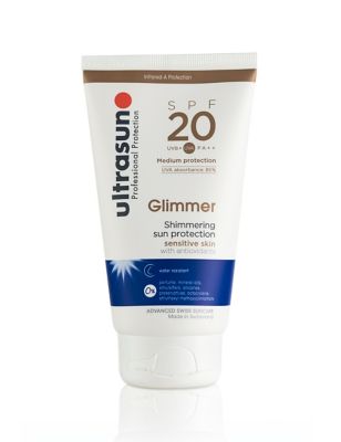 Womens Ultrasun 20spf Glimmer Sun Lotion Protection 150ml Tube