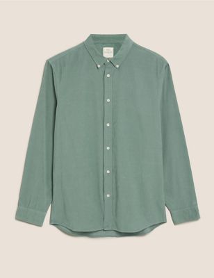 M&S Mens Pure Cotton Garment Dye Corduroy Shirt