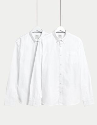 M&S Mens 2 Pack Easy Iron Pure Cotton Oxford Shirts