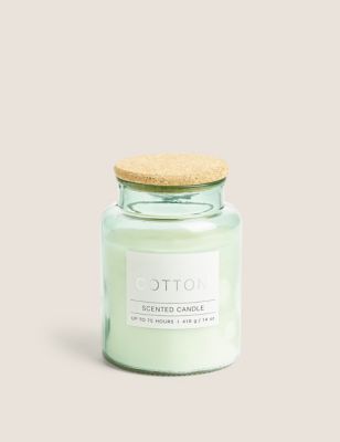 M&S Cotton Large Jar Candle - 1SIZE - Green, Green