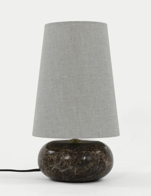 M&S Leo Marble Table Lamp - Brown, Brown