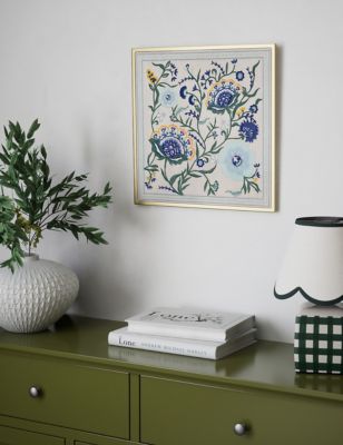 M&S Floral Embroidered Framed Canvas - Multi, Multi