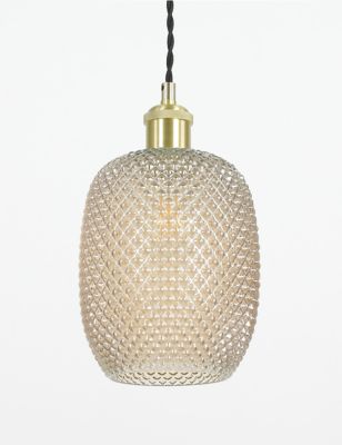 M&S Diamond Pressed Glass Easy Fit Shade - Champagne, Champagne