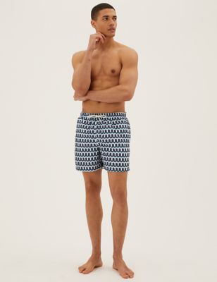 M&S Mens Quick Dry Wave Print Swim Shorts - XL - Blue Mix, Blue Mix