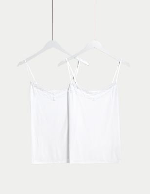 M&S Women's 2pk Cool Comfort Vest - 6 - Rose Quartz, Rose Quartz,White,Nude Mix,Opaline,Rich Amber,R