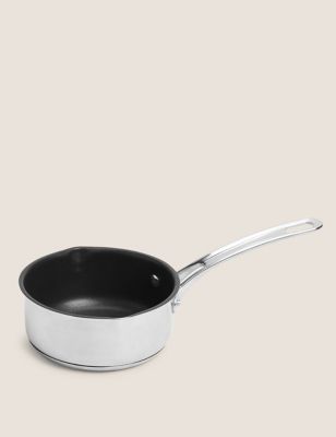 M&S Stainless Steel 14cm Small Non-Stick Milk Pan