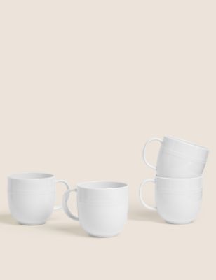 M&S Set of 4 Marlowe Mugs - Light Grey, Light Grey,White,Dark Grey