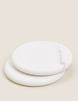 M&S Set of 2 Round Marble Coasters
