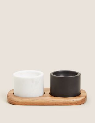M&S Marble Salt and Pepper Pinch Pots