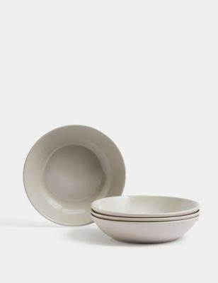 M&S Set of 4 Everyday Stoneware Pasta Bowls - Natural, Natural,Pink