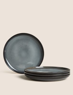 M&S Set of 4 Amberley Dinner Plates - Navy, Navy,Grey
