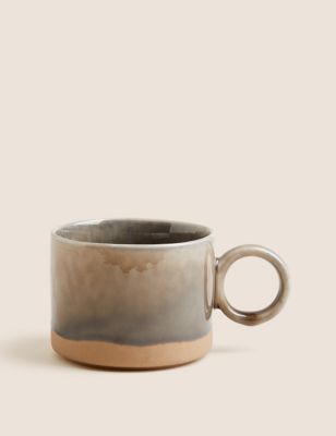 M&S X Fired Earth Stoneware Mug - Charcoal, Charcoal,Ochre