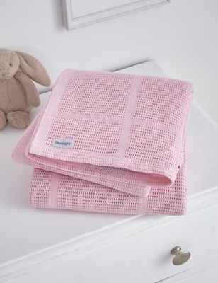 Silentnight 2pk Safe Nights Cellular Cot Blankets - Pink, Pink,Grey