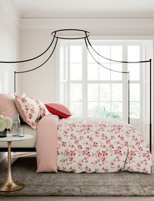 V&A Pure Cotton Garden Rose Bedding Set - DBL - Pink, Pink