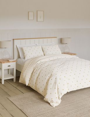 M&S Cotton Blend Bee Striped Bedding Set - DBL - Ochre, Ochre