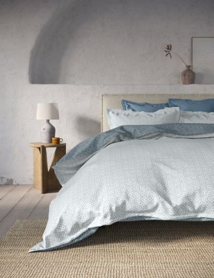 M&S X Fired Earth Seville Sidonia Brushed Cotton Bedding Set - DBL - Blue Mix, Blue Mix