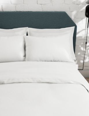 M&S 2pk Anti Allergy Pure Cotton Pillowcases - White, White,Silver Grey