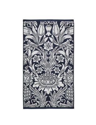 William Morris At Home Pure Cotton Sunflower Towel - BATH - Navy, Navy