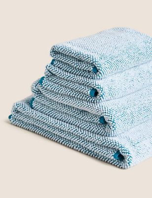 M&S Pure Cotton Cosy Weave Towel - HAND - Natural, Natural,Teal,Plum,Powder Blue,Sage Green,Clay