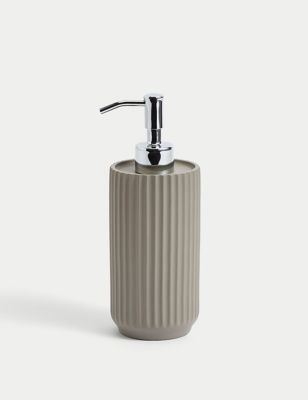 M&S Ribbed Resin Soap Dispenser - Putty, Putty