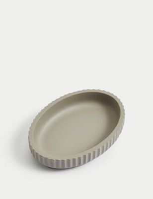 M&S Ribbed Resin Soap Dish - Putty, Putty