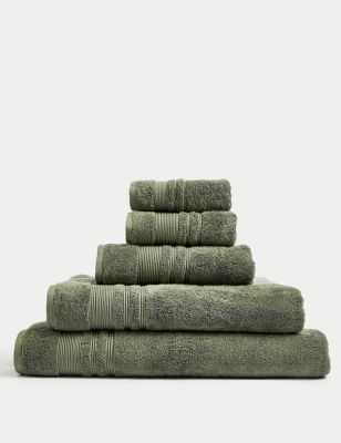 M&S Super Plush Pure Cotton Towel - BATH - Mauve, Mauve,Duck Egg,Walnut,Forest Green,Powder Blue