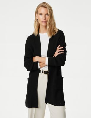 M&S Womens Soft Touch Knitted Longline Cardigan - 22 - Black, Black,Buff,Ivory,Light Grey,Medium Nav