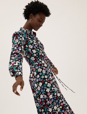M&S Womens Floral Button Through Midaxi Shirt Dress