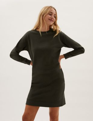 M&S Womens Cotton Rich Relaxed Sweater Dress