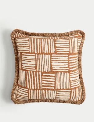 M&S Chenille Striped Cushion - Brown Mix, Brown Mix