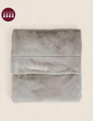 M&S Supersoft Faux Fur Throw - MED - Light Grey, Light Grey,Cream,Blush