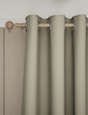 M&S Brushed Eyelet Blackout Temperature Smart Curtains - NAR54 - Mauve, Mauve,Neutral,Grey