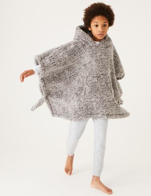 The M&S Snuggle™ Teddy Fleece Kids' Hooded Blanket - Natural, Natural,Grey