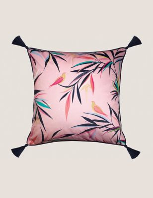M&S Sara Miller Velvet Bamboo Blend Cushion - Pale Pink, Pale Pink