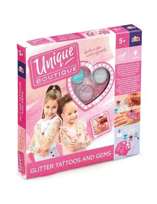 Unique Boutique Glitter Tattoos & Gems Set (5+ Yrs)