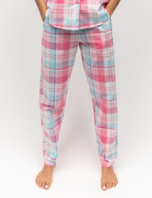 Cyberjammies Womens Cotton Rich Checked Pyjama Bottoms - 18 - Pink, Pink