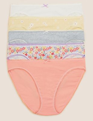 M&S Womens 5pk Cotton Lycra® High Leg Knickers - 6 - Soft Pink, Soft Pink