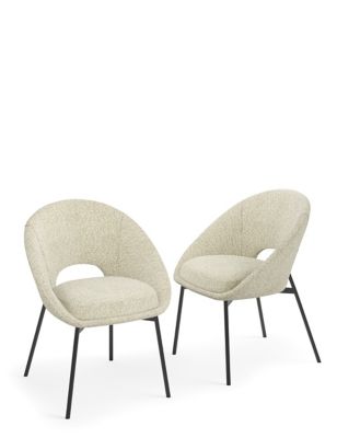 M&S Set of 2 Curve Dining Chairs - Soft White, Soft White,Oatmeal