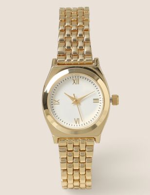 M&S Womens Gold Tone Round Face Chain Watch  Gold