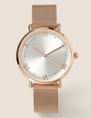 M&S Womens Rose Gold Tone Mesh Strap Watch  Gold