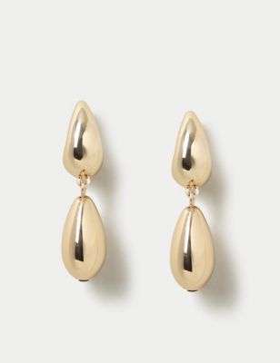 M&S Womens Gold Tone Bubble Drop Earrings, Gold