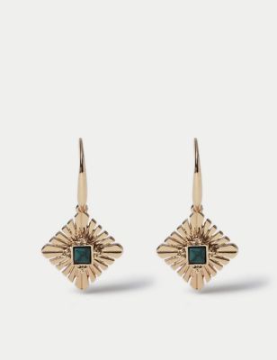 Womens Per Una Gold Tone Jade Earrings, Gold