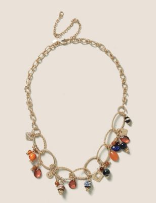 M&S Per Una Womens Beaded Cluster Multirow Necklace