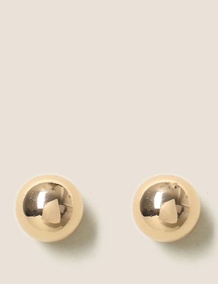 M&S Womens Gold Tone Ball Stud Earrings  Gold